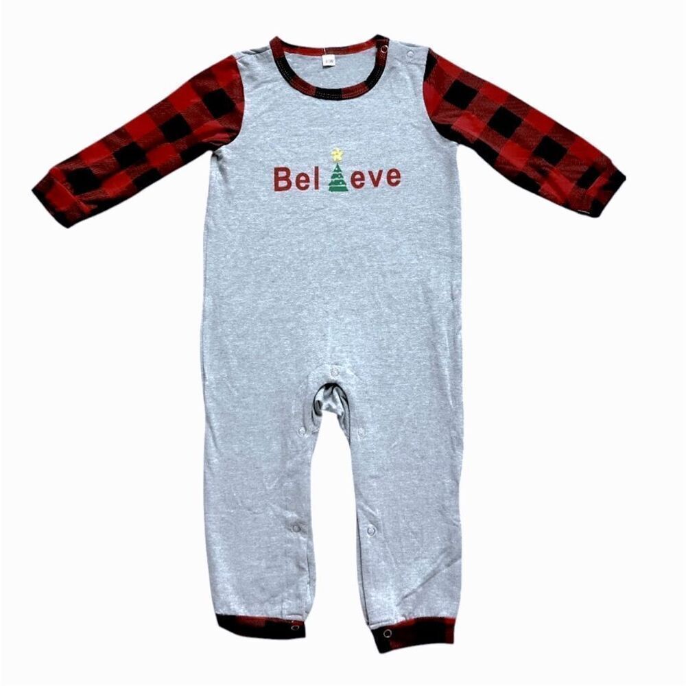 Brand New Baby Boys Boutique Believe Buffalo Plaid Coverall Romper - 18-24 mo